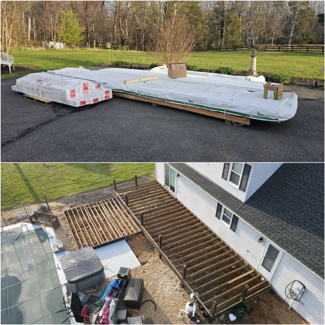 DECK RESURFACING IN PROCESS. 

TREX FOGGY WHARF-SHORELINE RAILINGS-VERSATECH PVC-JOIST TAPE.

IN YOUR AREA CULPEPER, VA 22701

CALL NOW:
VANQUISH HOME SERVICES 
571-200-9628 