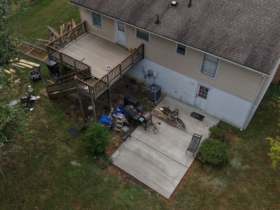 CONCRETE PATIO COMPLETED & DECK RESURFACING IN PROGRESS. 
FALMOUTH, VA 
VANQUISH HOME SERVICES 571-200-9628  CONCRETE PATIO COMPLETED & DECK RESURFACING IN PROGRESS. 
FALMOUTH, VA 
VANQUISH HOME SERVICES 571-200-9628