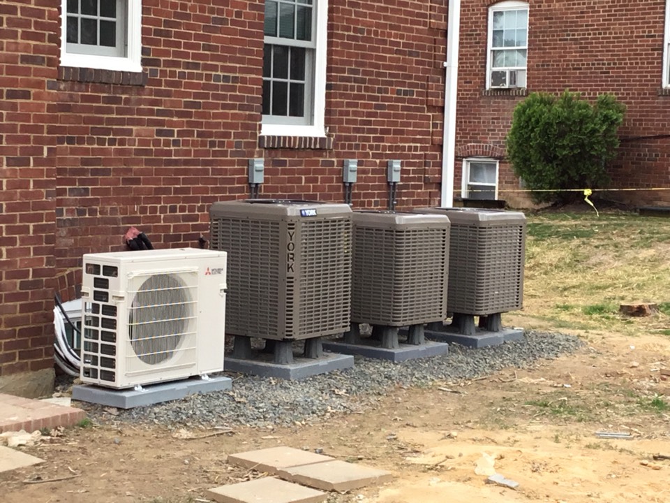 5717 Washington Blvd,Arlington VA. We installed York heat pump condenser and Mitsubishi mini split condenser. The mini split is used when you have a limited amount of space. The mini split is a very high efficiency equipment that you will love when your Energy bill comes in effect.