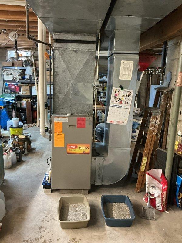 Conducted comprehensive assessment of Bryant Plus 90i furnace system experiencing "No Heat" issue. Performed thorough inspection of existing HVAC setup including ductwork condition, plumbing connections, and integration with home systems. Documented current installation with detailed photos to support replacement estimate for new furnace system.