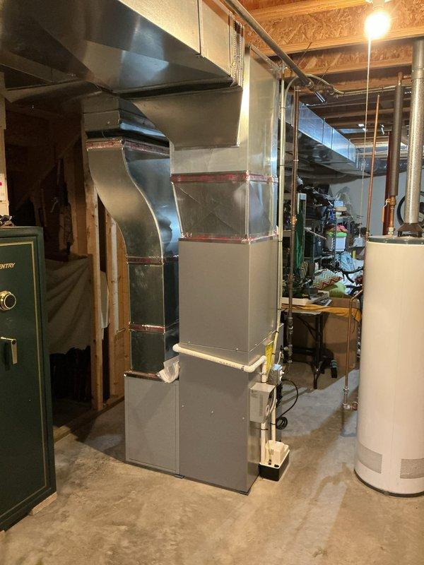 Completed estimate for adding central air conditioning to a home with an existing 3-year-old forced air furnace system. Inspected the mechanical room which houses the furnace with ductwork, boiler, and water heater, and evaluated the 100-amp electrical panel to determine appropriate power requirements for the new AC installation.