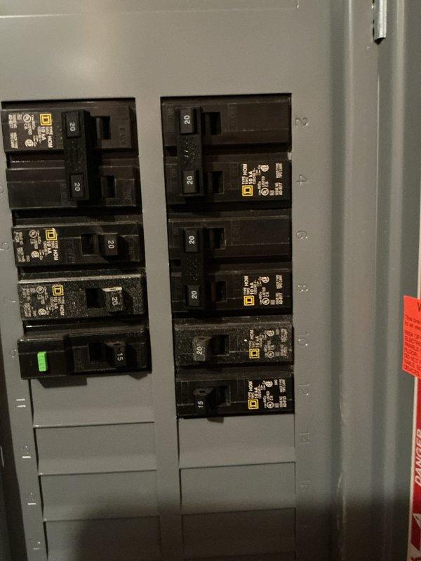 Performed estimate for air conditioning installation at residential property currently equipped with forced air furnace only. Assessed existing HVAC infrastructure including gas furnace unit, ductwork system, and electrical panel capacity. Documented mechanical room layout with exposed framing in basement utility area, noting PVC venting, galvanized metal ductwork distribution, and available space for AC system integration. Evaluated electrical service panel to confirm adequate breaker capacity and available circuits for air conditioning equipment installation. Provided recommendations for complete central air conditioning system addition to work in conjunction with existing forced air heating system.