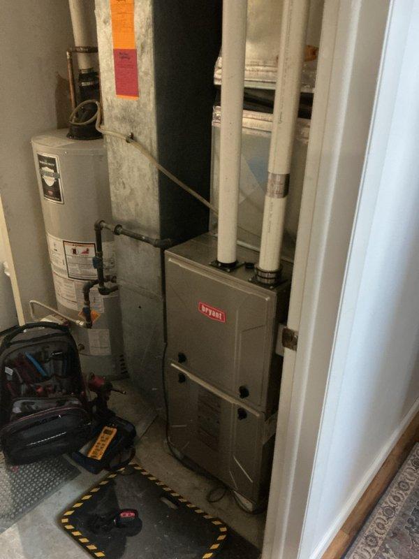 Responded to no heat call on Bryant furnace displaying error code 3 short, 1 long (pressure switch fault). Inspected unit and confirmed proper operation of inducer motor, verified condensate drain lines clear, and checked all PVC vent piping connections. Reset system and confirmed furnace returned to normal heating operation with no fault codes present.