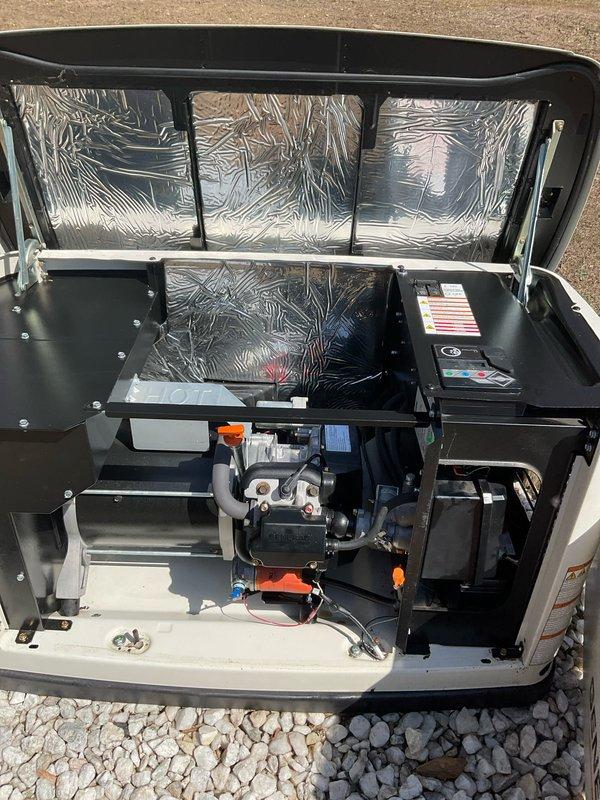 Completed scheduled preventative maintenance tune-up on Generac generator unit. Performed comprehensive inspection of all internal components including compressor assembly, gas valve connections, and electrical wiring systems. Verified proper operation of control panel and monitoring systems. Inspected insulation integrity on refrigerant lines and confirmed all pipe connections were secure with no visible leaks. Checked condition of outdoor unit housing and verified adequate ventilation through perforated panels. All components found to be in good working order with no immediate service needs identified. Unit is operating within normal parameters and ready for continued service.