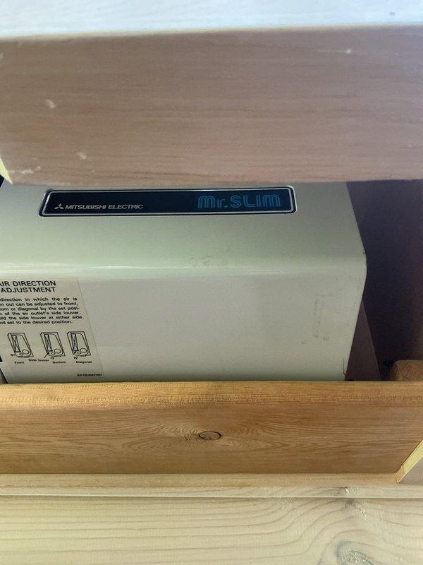 Conducted on-site estimate for mini-split system installation. Inspected existing Mitsubishi Electric Mr. Slim system including wall-mounted control panel and indoor air handler unit. Documented current equipment condition and location, photographed control interface and indoor unit mounted beneath wooden beam structure. Prepared quote for requested mini-split installation based on site assessment and customer requirements.