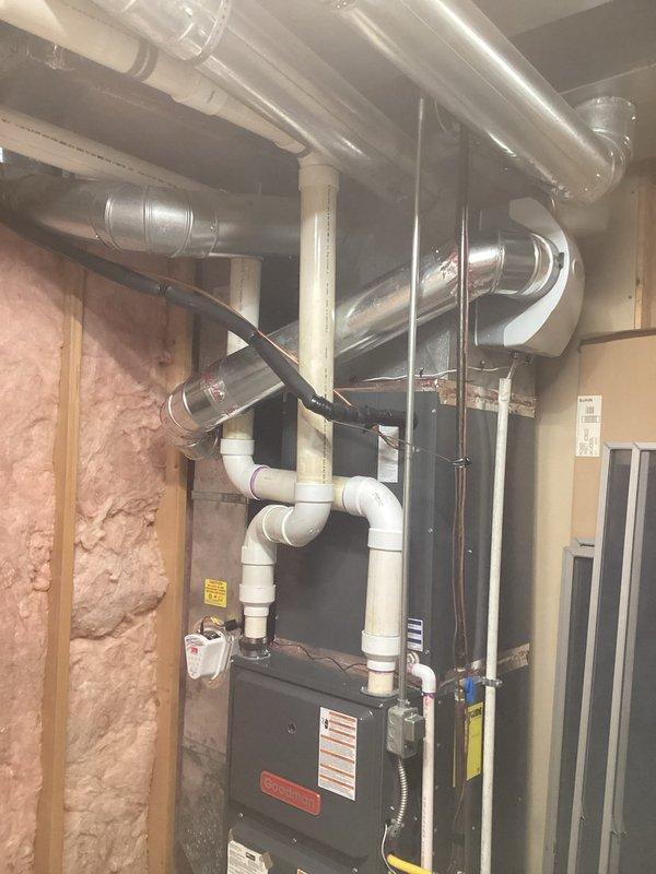 Completed installation of REME HALO air purification system and Aprilaire 600M humidifier on existing HVAC system as quoted. Installation included mounting REME unit in supply ductwork with proper electrical connections and integrating Model 600M humidifier with appropriate water supply line, drain connections, and humidistat wiring. All ductwork connections were sealed, electrical circuits tested for proper operation, and system commissioned to verify both units functioning correctly with the air handler. Total installation time was 6 hours.