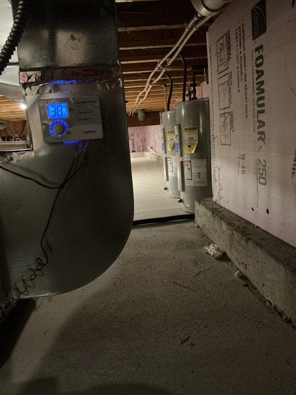 Conducted comprehensive water testing and provided detailed plumbing project estimate for installation of new whole-house water filtration system and water softener in residential basement utility area. Assessed existing plumbing infrastructure including Pentair well-mate pressure tank, water heaters, and current piping configuration to determine optimal placement and integration points for proposed treatment equipment. Documented existing conditions through photographic records showing basement mechanical systems, concrete foundation with foam insulation, exposed floor joists, PVC drainage lines, and copper supply piping to support equipment specifications and installation planning requirements.