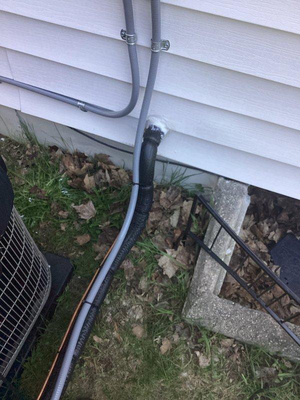 Completed AC startup on newly installed system. Verified proper refrigerant levels, electrical connections, and condensate drainage through exterior PVC piping. All equipment operating within manufacturer specifications with adequate airflow confirmed.