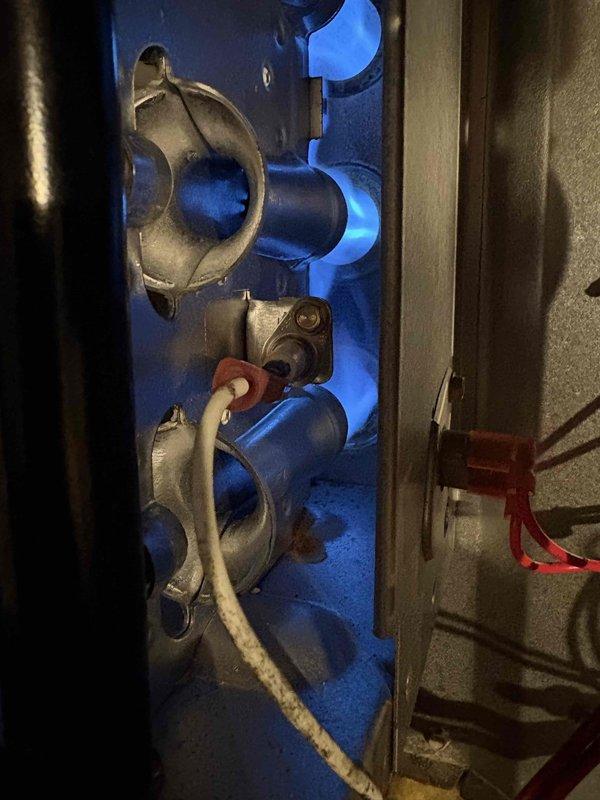 Responded to gas leak call on 13-year-old Bryant furnace system. Gas utility had identified a plugged heat exchanger as the source of the leak. Upon inspection, accessed furnace cabinet and examined heat exchanger assembly, burner compartment, and associated gas piping connections. Documented existing conditions with photos showing heat exchanger configuration, internal components, and system layout. Confirmed findings and provided assessment to customer for next steps.