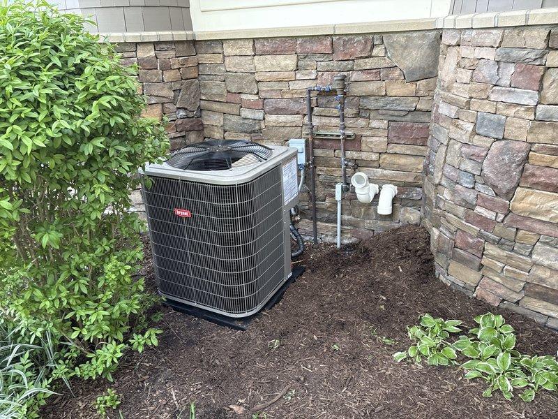 Completed HVAC installation in basement crawl space, including mounting air handler unit with proper electrical connections and conduit routing. Installed flexible ductwork with reflective insulation wrap and sealed all connections with foil tape to prevent air leakage and pest intrusion. Verified outdoor condenser unit connections, condensate drain lines, and electrical service are properly secured and operational.