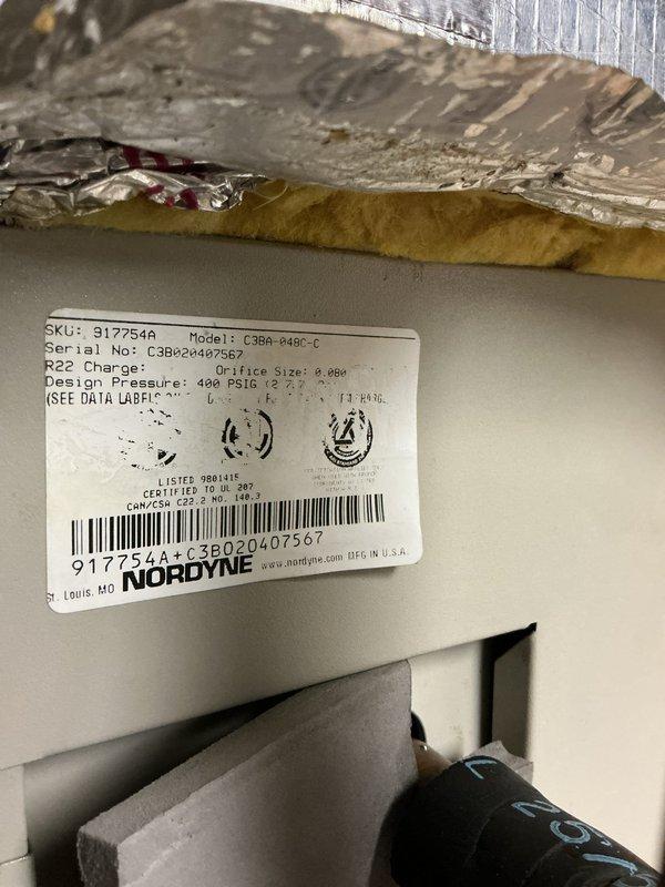 Provided estimate for air conditioning system replacement. Inspected existing HVAC equipment including basement-installed furnace/air handler with PVC venting and attic-mounted evaporator coil unit (Nordyne model C3RA-048C-C utilizing R22 refrigerant). Customer inquired about honoring previous quote from August; explained standard 60-day estimate validity period and documented current system conditions with photographs for updated pricing.
