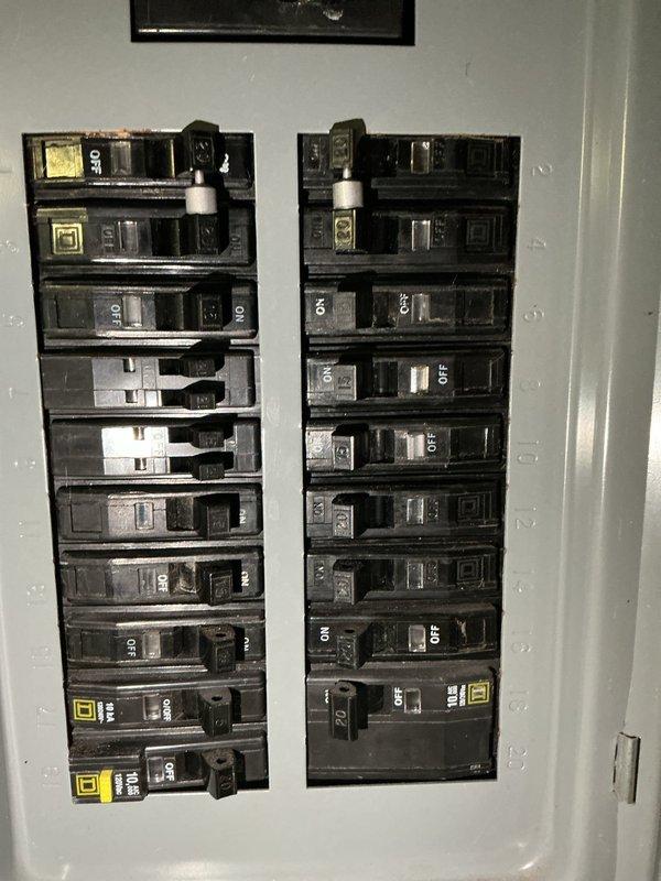 Completed estimate for replacement of existing gas forced air furnace and installation of new air conditioning system. Also evaluated property for 50-gallon gas water heater replacement. Inspected existing electrical panel to assess capacity and compatibility for new HVAC equipment installation, documenting Square D breaker configuration and available circuits for system integration.