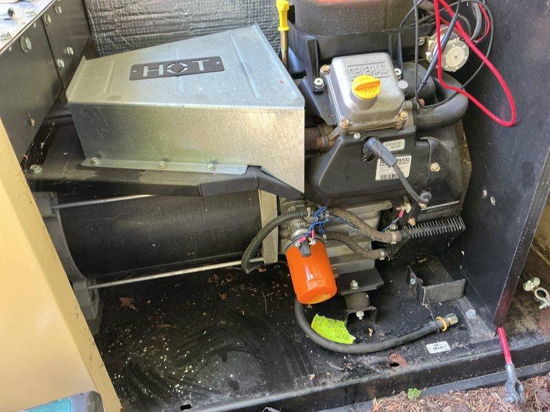 Completed comprehensive tune-up on 25-year-old Generac generator unit. Identified and repaired faulty wire connections at battery terminals that were causing poor electrical contact. Verified battery condition (new unit) and secured all connections to manufacturer specifications. Performed standard maintenance procedures including air filter inspection, oil level verification, and visual inspection of all engine components and fuel system connections.