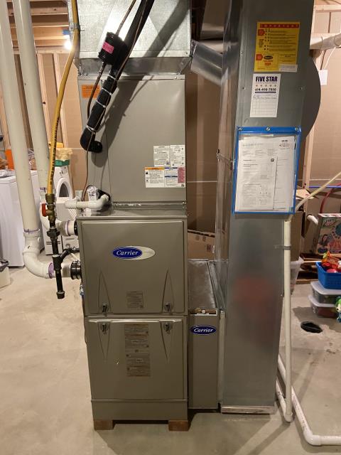 I completed a Full Install of a Five Star 96% Gas Furnace (Up to 100,000 BTU) Honeywell T6 Programmable Thermostat/Emerson 1F85U
Five Star 16 SEER Air Conditioner (Up to 3 ton). The system is operational upon departure.