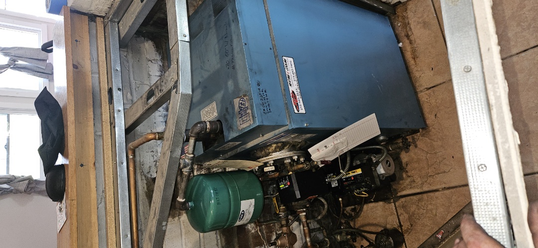 Levittown, PA - cleaned oil fired boiler and swept chimney. installed a low water cut off on boiler along with firomatic oil safety shut off valve and fixed leak on domestic pipes. 