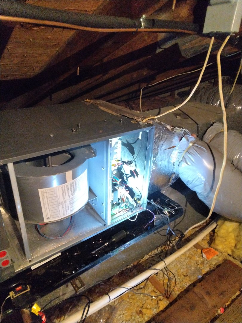 Langhorne, PA - replaced a faulty condensate safety switch on the secondary drain pan located in the attic, also replaced customer purchased cut to size return air filter and installed a cross brace to prevent the filter from sucking into the return since the filter doesn't have a cardboard frame around it. 