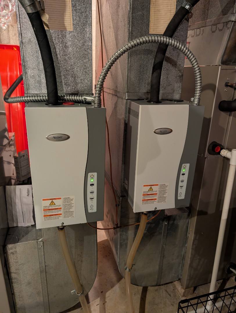 Clean and check Service being done on Carrier furnaces and Aprilaire humidifiers