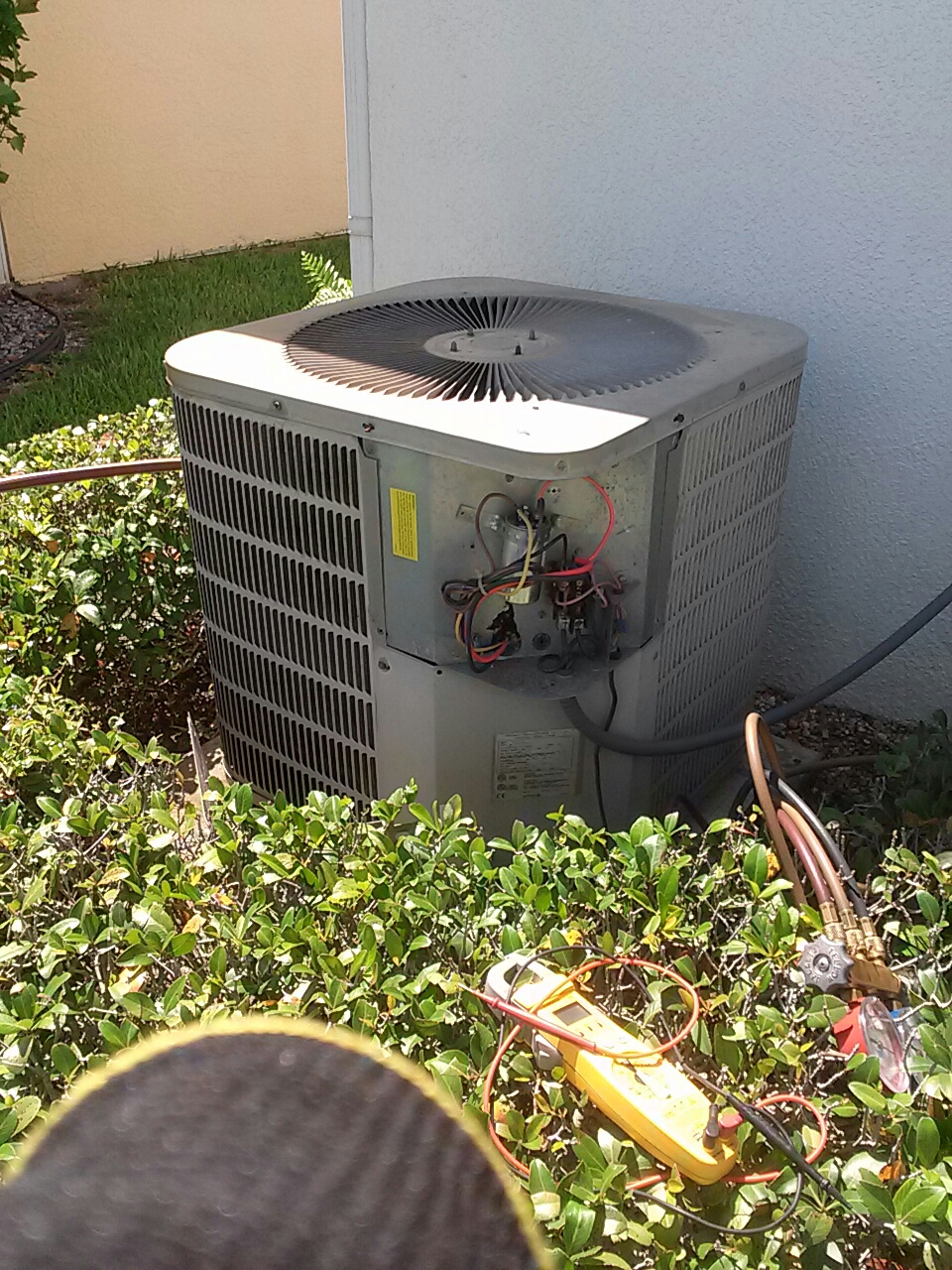 Repair residential air conditioning system run capacitor