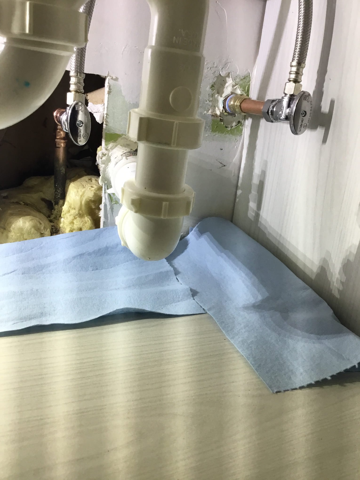 Chamblee, GA - Right galvanized nipple under bathroom sink is leaking.
Turned water off to the home. Left galvanized nipple broke while attempting removal. Removed section of drywall and repiped section of water line in copper. Removed right galvanized nipple. Installed two new stop valves and two new supply lines. Checked for leaks.
Water pressure is at 90 psi. Unable to warranty pressurized water line connections due to high water pressure.
Provided options to install a new pressure reducing valve and replace thermal expansion tank.
True Plumbing does not repair drywall. Chamblee, GA - Right galvanized nipple under bathroom sink is leaking.
Turned water off to the home. Left galvanized nipple broke while attempting removal. Removed section of drywall and repiped section of water line in copper. Removed right galvanized nipple. Installed two new stop valves and two new supply lines. Checked for leaks.
Water pressure is at 90 psi. Unable to warranty pressurized water line connections due to high water pressure.
Provided options to install a new pressure reducing valve and replace thermal expansion tank.
True Plumbing does not repair drywall.