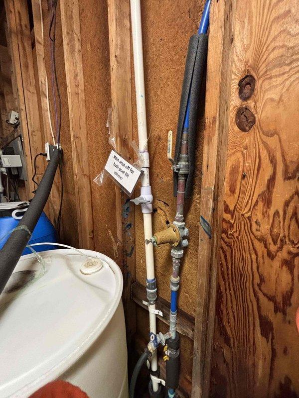 Responded to emergency call for broken valve on PVC pipe in pool house. Upon arrival, confirmed customer had already shut off water supply. Replaced damaged PVC valve at T-junction with new assembly, ensuring proper fit and secure installation against the wooden support structure. Tested system functionality after repair with no leaks observed. Responded to emergency call for broken valve on PVC pipe in pool house. Upon arrival, confirmed customer had already shut off water supply. Replaced damaged PVC valve at T-junction with new assembly, ensuring proper fit and secure installation against the wooden support structure. Tested system functionality after repair with no leaks observed.