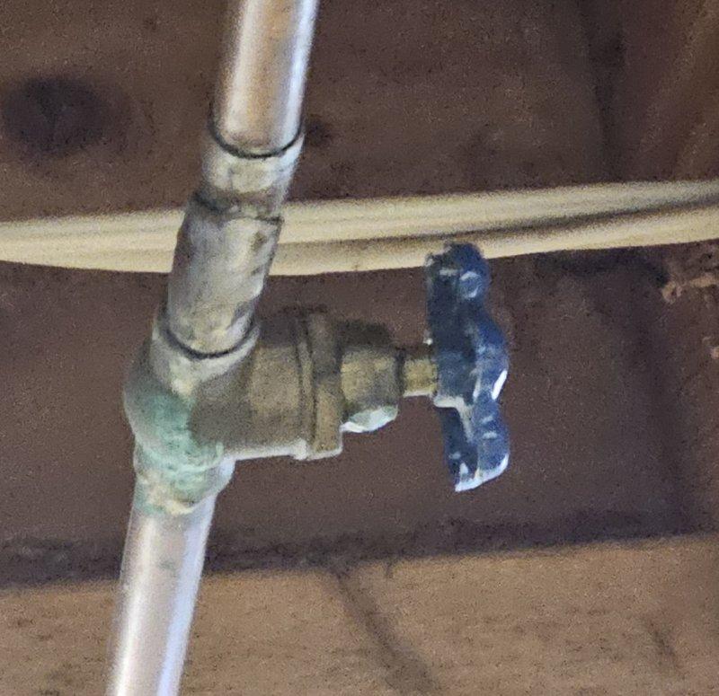 Conducted free estimate for gas line installation to accommodate new gas range, with furnace located in basement. Identified corroded shutoff valve for hose bibb requiring replacement, evidenced by significant green oxidation on brass valve body connected to PVC piping. Also evaluated existing kitchen faucet for replacement service. Conducted free estimate for gas line installation to accommodate new gas range, with furnace located in basement. Identified corroded shutoff valve for hose bibb requiring replacement, evidenced by significant green oxidation on brass valve body connected to PVC piping. Also evaluated existing kitchen faucet for replacement service.