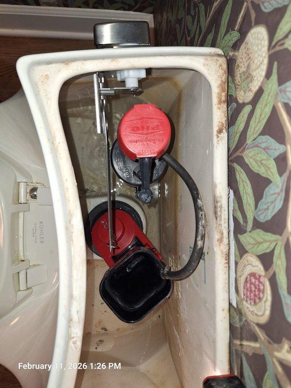 Replaced defective toilet flush handle and flush valve assembly as specified in approved quote. Additionally, installed customer-provided Moen Flo device. All components now functioning properly with no leaks observed during testing. Replaced defective toilet flush handle and flush valve assembly as specified in approved quote. Additionally, installed customer-provided Moen Flo device. All components now functioning properly with no leaks observed during testing.