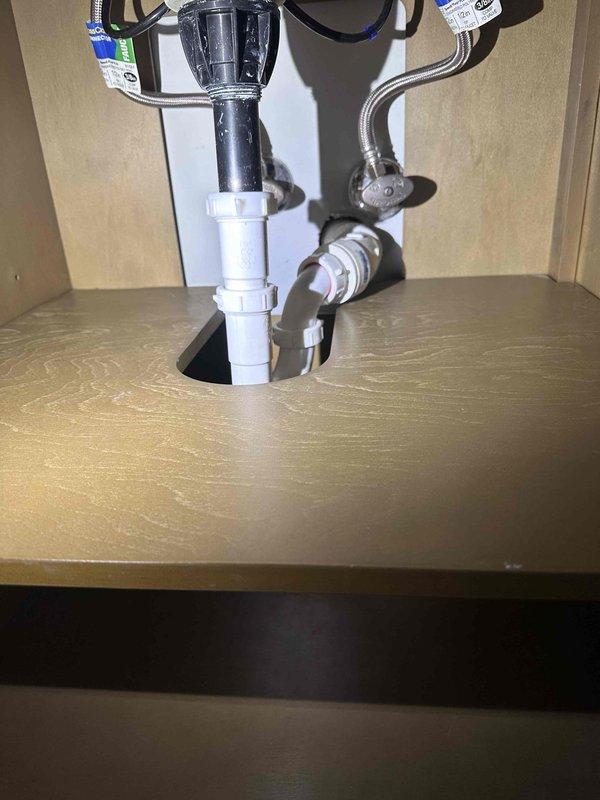 Conducted free estimate for reported water shutoff due to possible pipe burst. Inspection of plumbing fixtures revealed a properly installed sink assembly with functional P-trap, drain pipe, and supply lines. No evidence of leaks, bursts, or damage was observed in the newly installed or well-maintained plumbing components. Conducted free estimate for reported water shutoff due to possible pipe burst. Inspection of plumbing fixtures revealed a properly installed sink assembly with functional P-trap, drain pipe, and supply lines. No evidence of leaks, bursts, or damage was observed in the newly installed or well-maintained plumbing components.