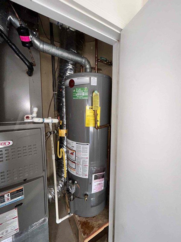 Responded to service call for non-operational water heater located in utility closet alongside HVAC system. Upon inspection, identified evidence of previous water leakage at base of tank. Performed diagnostic testing, replaced faulty thermocouple, and verified proper operation of unit before completing service. Responded to service call for non-operational water heater located in utility closet alongside HVAC system. Upon inspection, identified evidence of previous water leakage at base of tank. Performed diagnostic testing, replaced faulty thermocouple, and verified proper operation of unit before completing service.