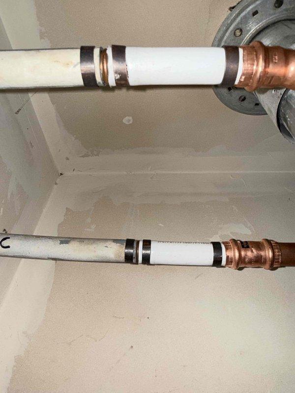 Installed new water heater system including properly connected PVC supply lines with copper fittings and a thermal expansion tank. Completed all necessary plumbing connections with appropriate shutoff valves and ensured the cold water line was properly marked for identification. Installed new water heater system including properly connected PVC supply lines with copper fittings and a thermal expansion tank. Completed all necessary plumbing connections with appropriate shutoff valves and ensured the cold water line was properly marked for identification.