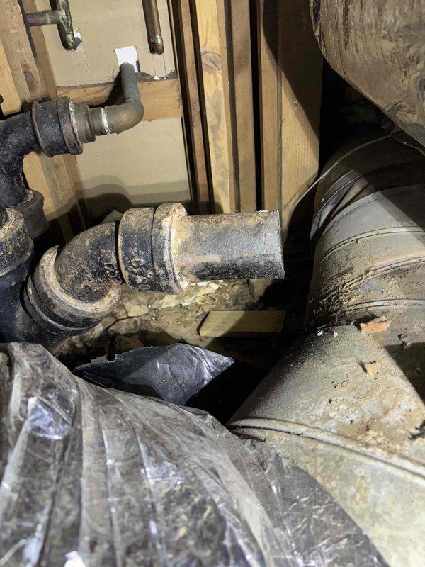 Completed replacement of deteriorated cast iron plumbing pipes that showed significant internal corrosion, mineral buildup, and structural degradation. Removed existing damaged sections from the utility area and installed new piping components to restore proper system functionality and prevent potential leaks. Completed replacement of deteriorated cast iron plumbing pipes that showed significant internal corrosion, mineral buildup, and structural degradation. Removed existing damaged sections from the utility area and installed new piping components to restore proper system functionality and prevent potential leaks.