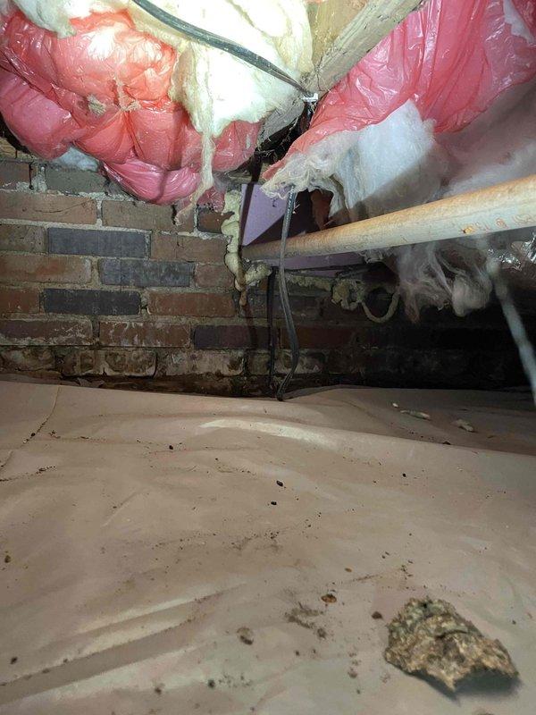 Responded to service call for water heater slow leak. Inspection revealed damaged insulation in crawlspace with visible moisture damage on surrounding brick wall. Identified corroded supply pipe as source of leak and repaired affected section. Responded to service call for water heater slow leak. Inspection revealed damaged insulation in crawlspace with visible moisture damage on surrounding brick wall. Identified corroded supply pipe as source of leak and repaired affected section.