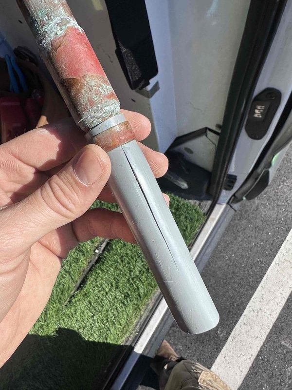 Responded to service call regarding leak in pump room. Upon inspection, identified corrosion and mineral buildup at copper pipe joints causing water leakage. Removed damaged pipe section showing significant oxidation and deterioration, and replaced with new copper fittings to restore proper system function. Responded to service call regarding leak in pump room. Upon inspection, identified corrosion and mineral buildup at copper pipe joints causing water leakage. Removed damaged pipe section showing significant oxidation and deterioration, and replaced with new copper fittings to restore proper system function.