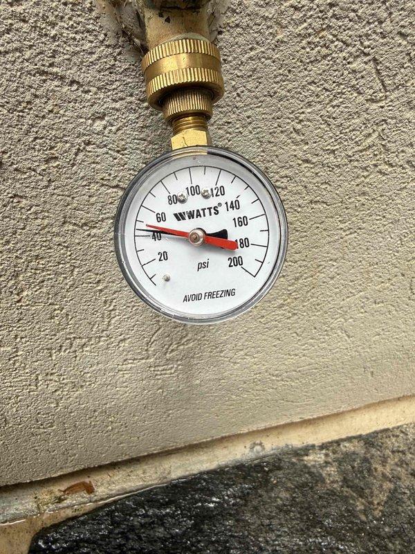 Diagnosed non-functioning water heater in crawlspace that customer had powered off. Pressure gauge testing revealed excessive system pressure (160-170 psi), significantly above normal operating range. Inspected copper plumbing connections and determined pressure issue was causing water heater failure. Diagnosed non-functioning water heater in crawlspace that customer had powered off. Pressure gauge testing revealed excessive system pressure (160-170 psi), significantly above normal operating range. Inspected copper plumbing connections and determined pressure issue was causing water heater failure.