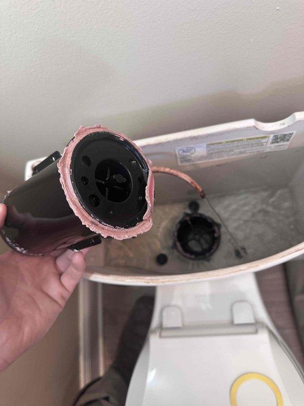 Identified and replaced worn flush valve assembly in toilet tank that was causing continuous running. Inspected water heater and supply lines in utility area, then adjusted water pressure regulator to increase flow to optimal level. Identified and replaced worn flush valve assembly in toilet tank that was causing continuous running. Inspected water heater and supply lines in utility area, then adjusted water pressure regulator to increase flow to optimal level.