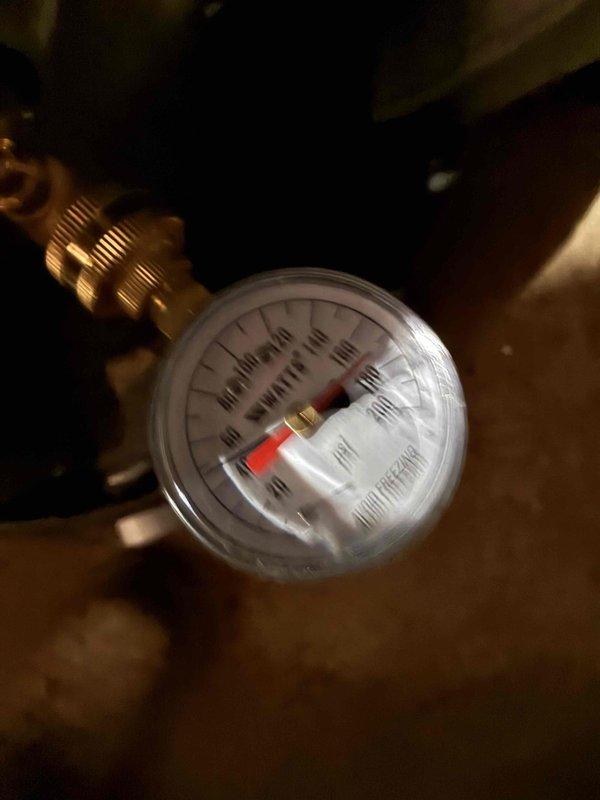 Performed complimentary sewer scope inspection and evaluated plumbing system conditions. Assessed water heater requiring replacement due to age and condition, tested water pressure using calibrated gauge, and documented existing infrastructure including corroded copper piping with brass valve assembly and structural deterioration in utility area foundation corners. Performed complimentary sewer scope inspection and evaluated plumbing system conditions. Assessed water heater requiring replacement due to age and condition, tested water pressure using calibrated gauge, and documented existing infrastructure including corroded copper piping with brass valve assembly and structural deterioration in utility area foundation corners.