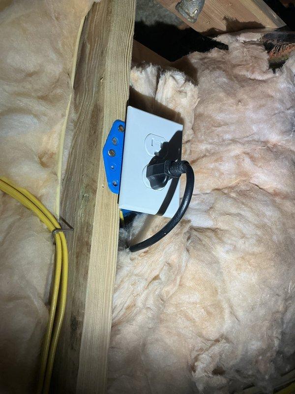 Conducted comprehensive site assessment across three properties to provide estimate for Moen Flo smart water monitoring and automatic shut-off system installation. Evaluated existing plumbing infrastructure, including copper supply lines, PVC drainage systems, and main water service entry points in attic and crawl space locations. Documented electrical outlet availability and accessibility for system power requirements, noting existing 120V receptacles mounted on structural framing near potential installation zones. Assessed compatibility of current plumbing configurations with Flo device integration points, examining pipe materials, valve locations, and available installation space within confined areas containing fiberglass insulation and structural framing members. Conducted comprehensive site assessment across three properties to provide estimate for Moen Flo smart water monitoring and automatic shut-off system installation. Evaluated existing plumbing infrastructure, including copper supply lines, PVC drainage systems, and main water service entry points in attic and crawl space locations. Documented electrical outlet availability and accessibility for system power requirements, noting existing 120V receptacles mounted on structural framing near potential installation zones. Assessed compatibility of current plumbing configurations with Flo device integration points, examining pipe materials, valve locations, and available installation space within confined areas containing fiberglass insulation and structural framing members.