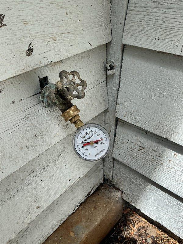 Responded to outdoor plumbing repair request for two leaking water spigots, one with a hose connection seized in place. Removed and replaced deteriorated exterior hose bib with corroded valve assembly and installed new brass fixture with pressure gauge. Addressed stuck hose connection and resolved both leak issues to restore proper function of outdoor water supply system. Responded to outdoor plumbing repair request for two leaking water spigots, one with a hose connection seized in place. Removed and replaced deteriorated exterior hose bib with corroded valve assembly and installed new brass fixture with pressure gauge. Addressed stuck hose connection and resolved both leak issues to restore proper function of outdoor water supply system.