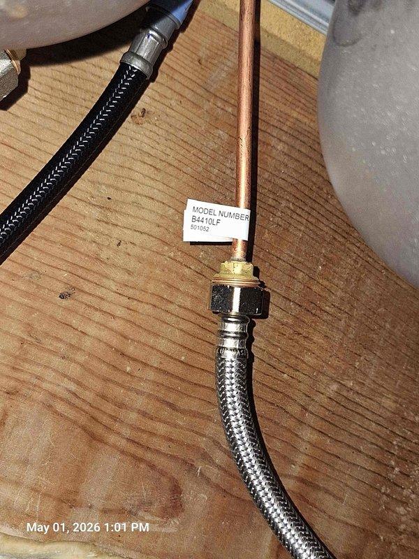 Successfully replaced kitchen faucet with customer-supplied fixture, installing new braided stainless steel supply lines connected to existing copper piping via brass compression fittings. Also provided estimate for replacement of existing 50-gallon gas water heater, which is functioning properly but nearing end of service life. Successfully replaced kitchen faucet with customer-supplied fixture, installing new braided stainless steel supply lines connected to existing copper piping via brass compression fittings. Also provided estimate for replacement of existing 50-gallon gas water heater, which is functioning properly but nearing end of service life.