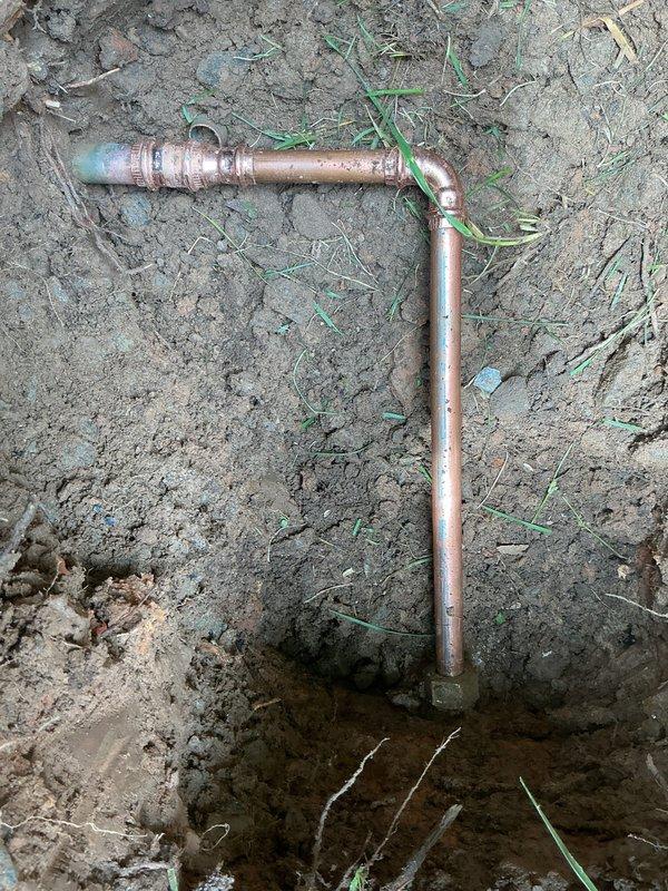 Responded to leak in yard caused by deteriorated galvanized piping. Excavated and located the failed section, then removed the corroded galvanized pipe and replaced it with new copper piping and fittings. Backfilled excavation upon completion of repair. Responded to leak in yard caused by deteriorated galvanized piping. Excavated and located the failed section, then removed the corroded galvanized pipe and replaced it with new copper piping and fittings. Backfilled excavation upon completion of repair.