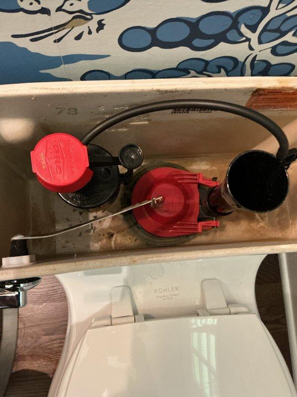 Responded to service call for continuously running toilet that persisted even after water supply was shut off to the fixture. Upon inspection, identified faulty flapper valve assembly in Kohler toilet tank causing constant water flow. Replaced worn flapper valve and associated components, tested flush mechanism for proper operation, and verified issue was fully resolved with no further water running detected. Responded to service call for continuously running toilet that persisted even after water supply was shut off to the fixture. Upon inspection, identified faulty flapper valve assembly in Kohler toilet tank causing constant water flow. Replaced worn flapper valve and associated components, tested flush mechanism for proper operation, and verified issue was fully resolved with no further water running detected.