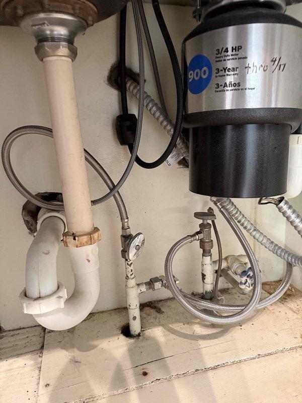 Installed customer-supplied chrome kitchen faucet with pull-down sprayer on white countertop with undermount sink. Addressed running toilets, repaired broken hosebibb handle, and diagnosed low water pressure issue at exterior hosebibb. All plumbing fixtures tested and verified operational upon completion. Installed customer-supplied chrome kitchen faucet with pull-down sprayer on white countertop with undermount sink. Addressed running toilets, repaired broken hosebibb handle, and diagnosed low water pressure issue at exterior hosebibb. All plumbing fixtures tested and verified operational upon completion.