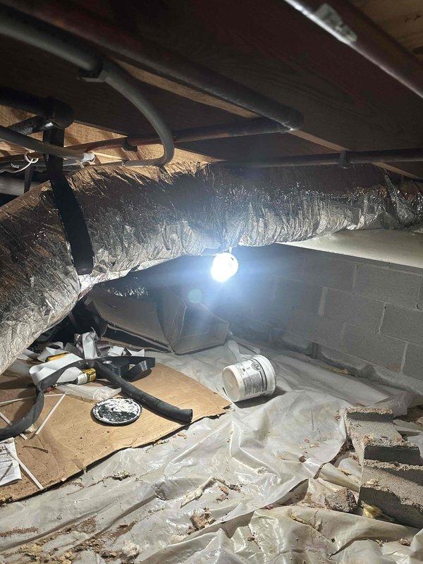 Completed installation of new air conditioning system, evaporator coil, and air plenum in residential property. Coordinated with installation crew on-site to review job specifications and ensure proper system configuration. New equipment was installed in attic space with flexible ductwork connected to existing distribution system. All components were properly secured and sealed to manufacturer specifications for optimal system performance and energy efficiency.