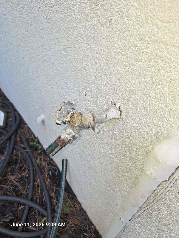 Replaced three deteriorated outdoor hose bibbs on exterior of residence due to corrosion and age-related wear. Removed existing corroded fixtures and installed new chrome-plated and brass hose bibbs with proper wall mounting and sealed connections to prevent leaks. All installations were tested for proper operation and water flow.