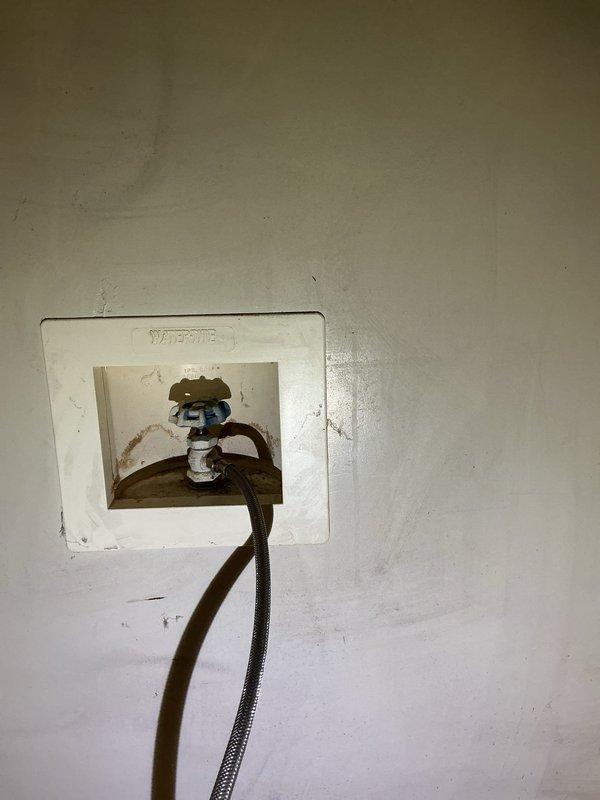 Installed water supply line connection to refrigerator utilizing existing wall-mounted access panel with shut-off valve. Connected braided supply line from valve to refrigerator ice maker/water dispenser, ensuring proper fitting installation and leak-free operation. Installed water supply line connection to refrigerator utilizing existing wall-mounted access panel with shut-off valve. Connected braided supply line from valve to refrigerator ice maker/water dispenser, ensuring proper fitting installation and leak-free operation.