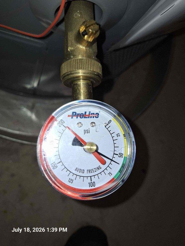 Responded to sump pump alarm activation. Upon inspection, found pressure switch gauge reading in low-pressure range, indicating potential loss of prime or water supply issue. Verified discharge line integrity and confirmed proper pipe insulation installation with secure hose clamps to prevent freezing conditions. System pressure gauge displaying readings within operational parameters after assessment, with all mechanical components and mounting hardware properly secured. Responded to sump pump alarm activation. Upon inspection, found pressure switch gauge reading in low-pressure range, indicating potential loss of prime or water supply issue. Verified discharge line integrity and confirmed proper pipe insulation installation with secure hose clamps to prevent freezing conditions. System pressure gauge displaying readings within operational parameters after assessment, with all mechanical components and mounting hardware properly secured.