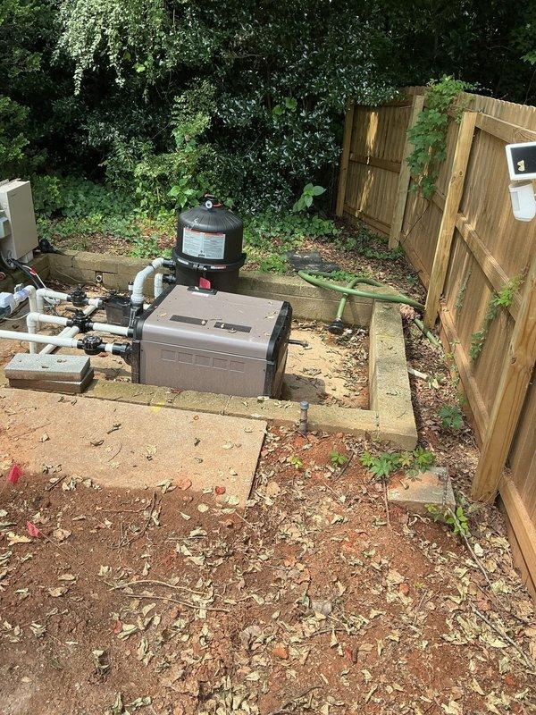 Installed gas regulator assembly for pool heater at residential property. Completed piping connections from existing gas meter to new equipment location in backyard area, ensuring proper pressure regulation and code-compliant installation. Tested system for leaks and verified operational functionality of all components.