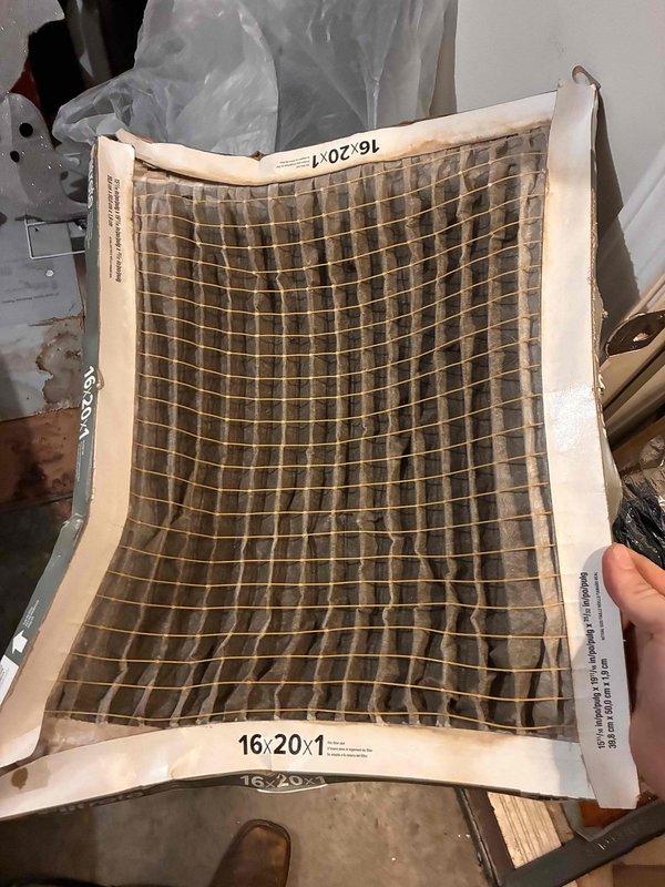 Responded to no cooling complaint. Upon inspection, found the return air filter completely clogged with heavy dirt and debris accumulation, causing severe airflow restriction to the system. Removed and replaced the 16x20x1 filter with new unit. Verified proper airflow restoration and system operation. Unit cooling normally upon departure. Responded to no cooling complaint. Upon inspection, found the return air filter completely clogged with heavy dirt and debris accumulation, causing severe airflow restriction to the system. Removed and replaced the 16x20x1 filter with new unit. Verified proper airflow restoration and system operation. Unit cooling normally upon departure.
