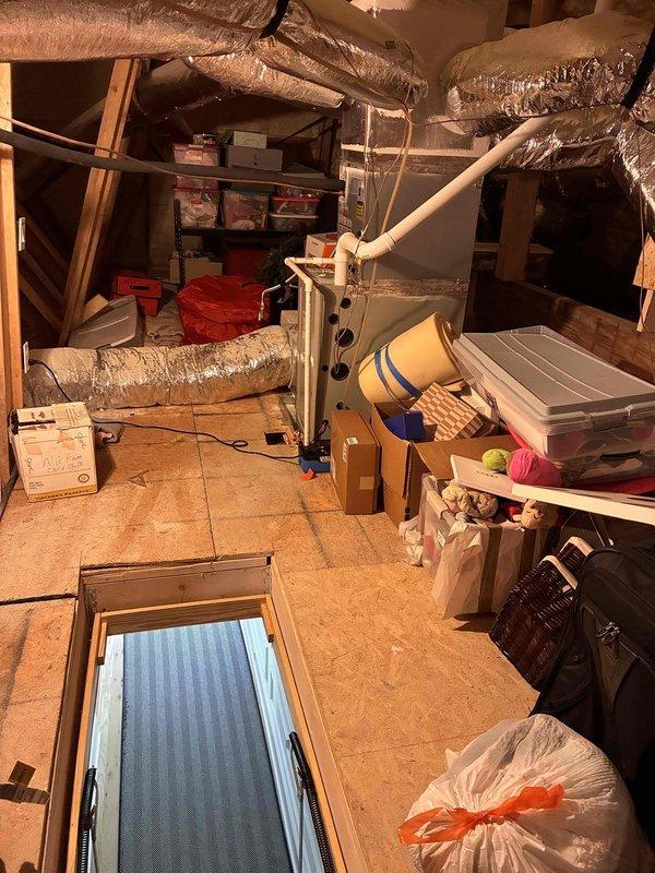 Performed routine HVAC maintenance in residential attic installation. Replaced failed capacitor showing significant corrosion and wear on mounting bracket and electrical connections. Inspected and secured electrical wiring connections, addressing disorganized wire bundling and age-related insulation deterioration. Verified proper operation of system components and confirmed adequate airflow through ductwork. Unit restored to normal operating condition. Performed routine HVAC maintenance in residential attic installation. Replaced failed capacitor showing significant corrosion and wear on mounting bracket and electrical connections. Inspected and secured electrical wiring connections, addressing disorganized wire bundling and age-related insulation deterioration. Verified proper operation of system components and confirmed adequate airflow through ductwork. Unit restored to normal operating condition.