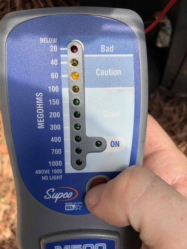 Responded to noise complaint regarding buzzing sound when air conditioning system activated. Performed electrical panel inspection and tested insulation resistance of AC circuit using megohmmeter, which indicated readings in acceptable range. Documented panel configuration and circuit conditions for service records. Responded to noise complaint regarding buzzing sound when air conditioning system activated. Performed electrical panel inspection and tested insulation resistance of AC circuit using megohmmeter, which indicated readings in acceptable range. Documented panel configuration and circuit conditions for service records.