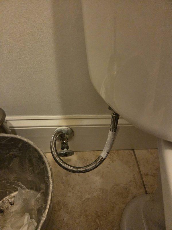 Responded to customer concern regarding toilet running intermittently after previous service. Inspected Kohler toilet, water supply line, and fill valve assembly. Documented current installation with supply line properly connected and toilet operating normally at time of inspection. Responded to customer concern regarding toilet running intermittently after previous service. Inspected Kohler toilet, water supply line, and fill valve assembly. Documented current installation with supply line properly connected and toilet operating normally at time of inspection.